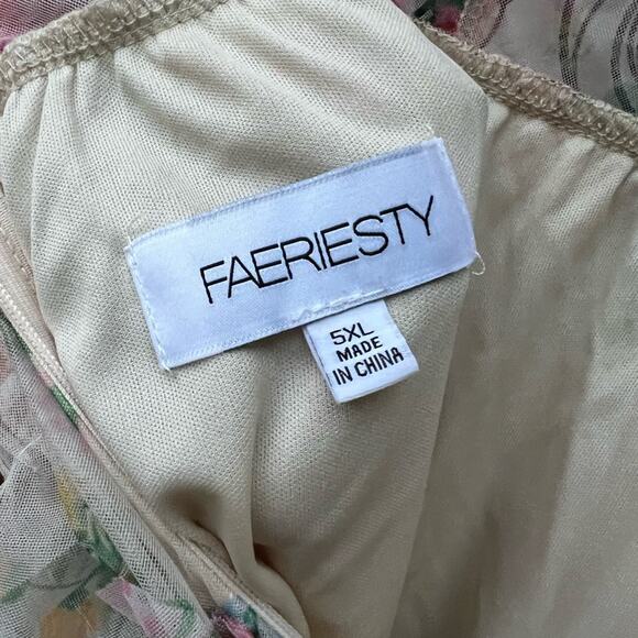 Faeriesty Ruched Bustier Ruffle Trim Hem Floral Print Tube Corset Dress 5X - Picture 10 of 12